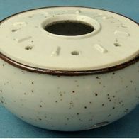 Stövchen aus Keramik weiß / braun gepunktet / Motiv - ca. 14 cm Durchmesser