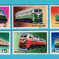 Briefmarken/ stamps KOREA Lokomotiven, Mi. 1555-1560, 1976, Satz 6 Werte