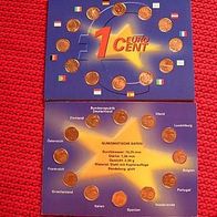 12 x 1 Cent der ersten -Euro - Länder im - Folder
