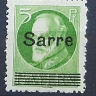 Saargebiet Michel Nr. 18 postfrisch mit Falz/ Falzrest