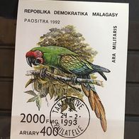 Madagaskar Block 209 Papageien Ara gestempelt M€ 3,00 #648
