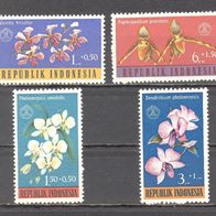 Indonesien, 1962, Mi. 376-379, Orchideen, Satz mit 4 Briefm., postfr.