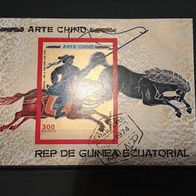 Äquatorial-Guinea Block 262 Pferdegemälde gestempelt M€ 2,50 #1196