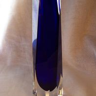 Blaue, massive Murano Überfang-Glas Vase