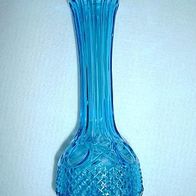 Alte Pressglas Glas Vase blau :