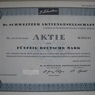 Aktie Dr. Schweitzer Pharma 50 DM Berlin 1970