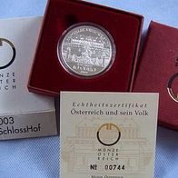 Schloss Hof 10 Euro 2003 PP im Etui mit Zertifikat * *