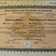 Deutsche Kolonialaktie Otavi Minen und Eisenbahn 1921