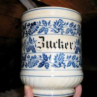 Keramik Zuckertopf, -Behälter, Blaudruckkeramik komplett glasiert vor 1945