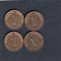 Deutschland 1 Pfennig 1977 D, F, G, J. kompl.