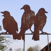 Blümelhuber 3 Vögel auf Stange Edelrost Gartenstecker 114cm Rost Gartendeko