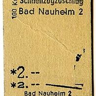 Alte Edmondsonsche Fahrkarte 6866 Zuschlag Bad Nauheim vom 21.12.1966