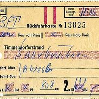alte Fahrkarte DB 13825 Timmendorferstrand-Saarbrücken vom 18.06.1973