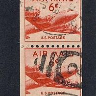USA 1947 Flugpostmarke 6 Cent Mi.553.C. Paar sauber ges
