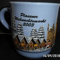 Tasse Weihnachtsmarkt Plauen 2003 Hellblau