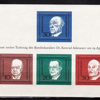 Bundesrepublik Deutschland Mi. Nr. 554 - 557 = Block 4 Todestag Konrad Adenauer * * <