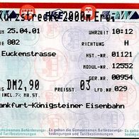 Fahrkarte 01121 RMV Frankfurt-Königsteiner Eisenbahn 25.04.2001