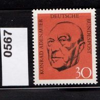 Bundesrepublik Deutschland Mi. Nr. 567 - 1. Todestag von Konrad Adenauer * * <