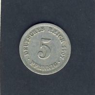 Kaiserreich 5 Pfennig 1907 A.