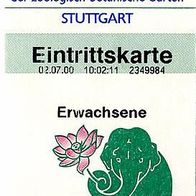Wilhelma Zoo Stuttgart Eintrittskarte vom 02.07.2000