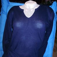 Ralph Lauren Pullover blau V-Ausschnitt Feinstrick zart Gr M