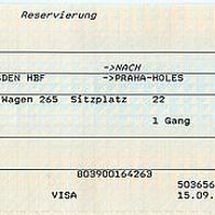 Fahrkarte DB 763813772 Platzreservierung Dresden-Prag-Holes vom 14.10.2005