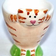 witziger Keramik Eierbecher mit Katzen Dekor