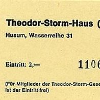 Theodor-Storm Museum Husum Eintrittskarte von 1993, Lesezeichen