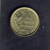 Frankreich 10 Francs 1955 Toperhaltung.