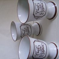 3 Keramik-Trinkgläser / Becher "Café und Cognac" - neu