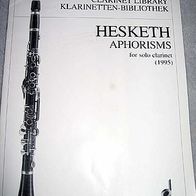 Noten für Soloklarinette "Aphorisms", Hesketh 1995