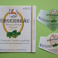 1 Bier-Etikett - Bürgerbräu Wolnzach