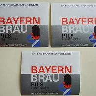 3 ältere Bieretiketten - ehem. Bayernbräu, Bad Neustadt