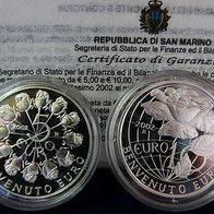 San Marino Gedenkmünzen 5 + 10 Euro 2002