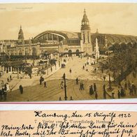 historische Postkarte Ansichtskarte Hamburg Hauptbahnhof 1922 - dicht beschrieben