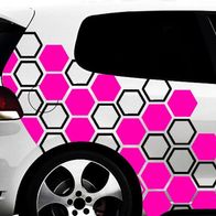 Auto Karosserie Aufkleber Hexagon Pixel Design - 160x31cm Wasserdicht