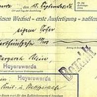 Wechsel 1936 Baugeschäft A. Grundmann Hoyerswerda mit Schutzmarke