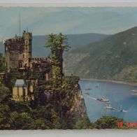 AK color Burg Rheinstein Rhein gelaufen 1966 !