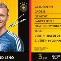 DFB-REWE Sammelkarte WM 2018 Nr. 3 Bernd Leno - NEU