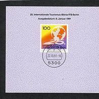 Bund, 1991 Mi.1495 gest. auf ein Sonderblatt.