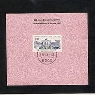 Bund, 1991 Mi.1492 gest. auf ein Sonderblatt.