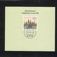 Bund, 1991 Mi.1491 gest. auf ein Sonderblatt.