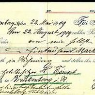 Prima-Wechsel 1000 RM Fa. A. Hepper Bautzen 1909 Top !