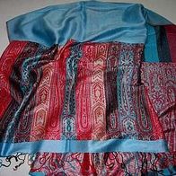 Wunderschönes, ungetragenes Tuch/ Schal in türkis und rot