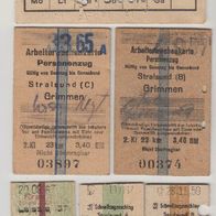 Fahrkarten Stralsund Grimmen 1959-bis-1970 6Stück Klebereste Rückseitig