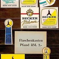 ALT ! Bieretiketten Brauerei Becker St. Ingbert † 1998 Saarpfalz-Kreis Saarland