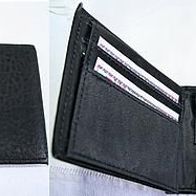 schwarze Geldbörse Leder und Kunstfaser mit Fächern