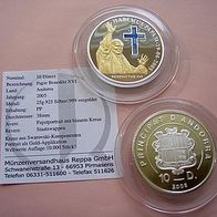 Vatikan 2005 der neue Papst Swarovski - Gold Silber Münze PP * *