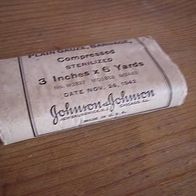 antik Rarität gauze bandage Johnson Chicago 26. Nov.1942