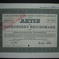 Aktie Berliner Feuer-Versicherungs-Anstalt 100 RM 1924